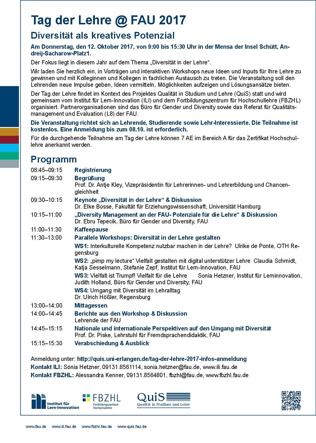 Zum Artikel "„Diversität als kreatives Potential“ – 3. Tag der Lehre der FAU am 12.10.2017"