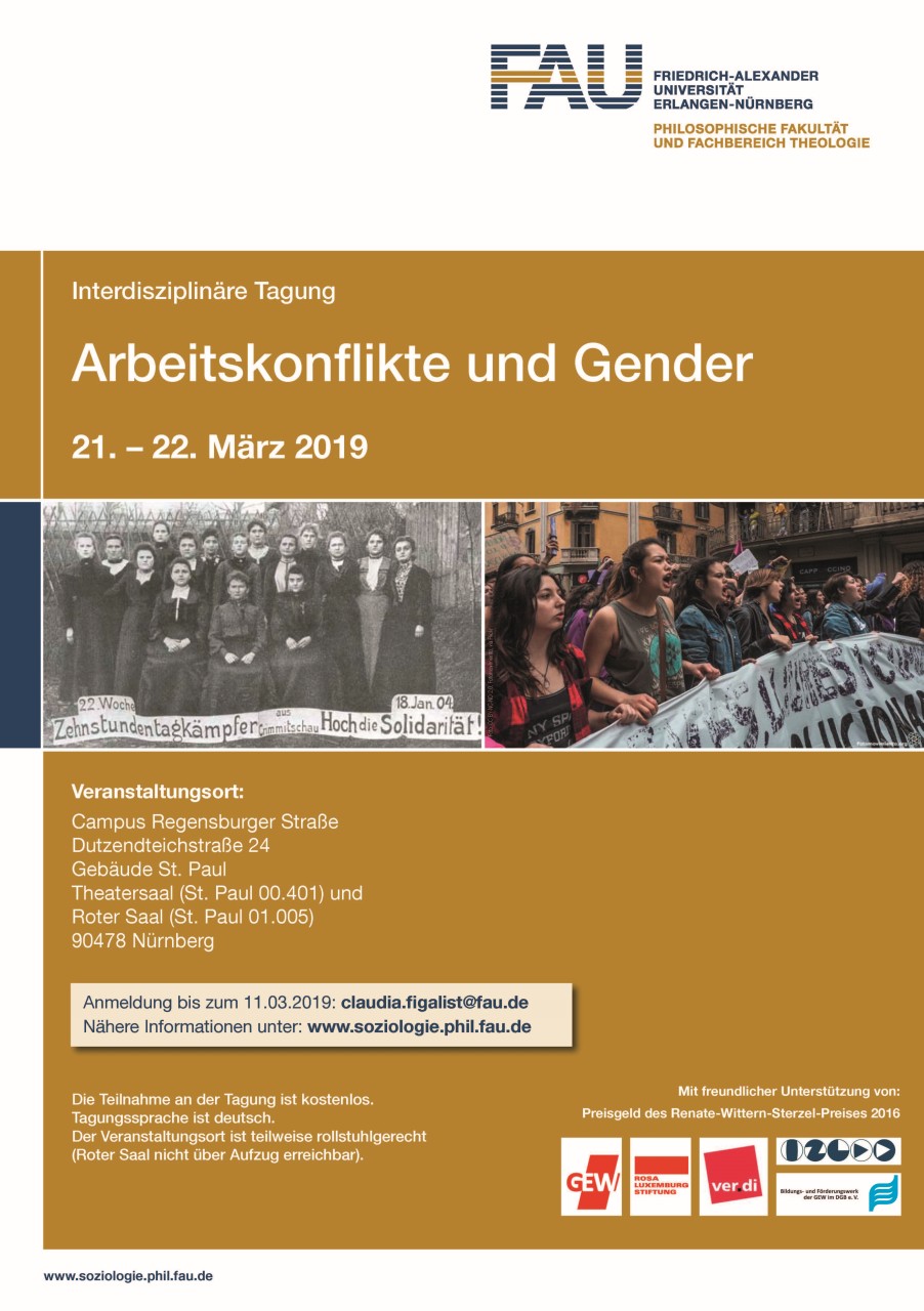 Zum Artikel "Arbeitskonflikte und Gender – Interdisziplinäre Tagung am 21.-22. März 2019 in Nürnberg"