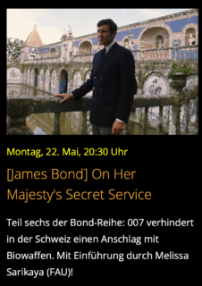 Zum Artikel "Ankündigung: 22.0.523 – Einführung zum Frauenbild in dem Film „On Her Majesty’s Secret Service“22.05.23"